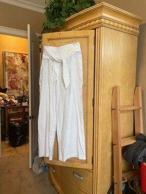 Inc international concepts white wide leg linen blend pants size 8